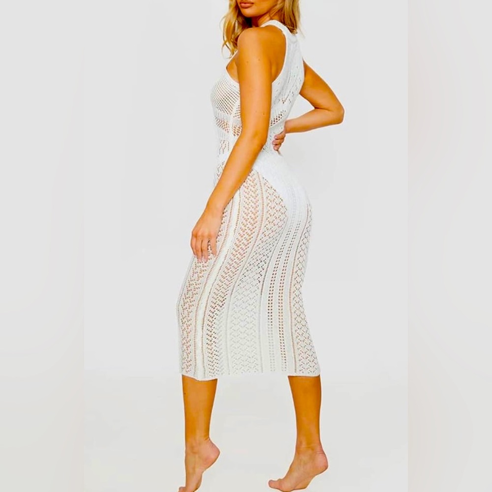 Long Beach Dress with Sleeveless Bikini Swimsuit